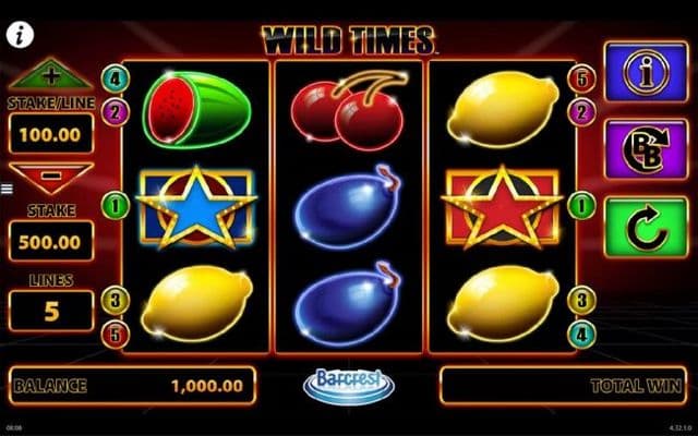 Main game board featuring three reels and 5 paylines with a $250,000 max payout