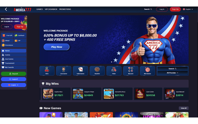 America777 Home Screen