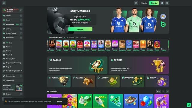 BC Gamehome screen