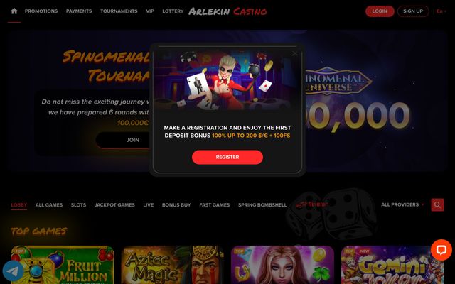 Arlekin Casinohome screen