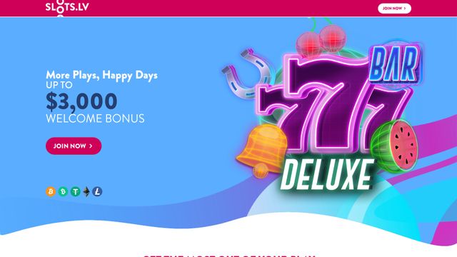 Screenshot of the Slots.lv casino lobby showing game categories and promotions