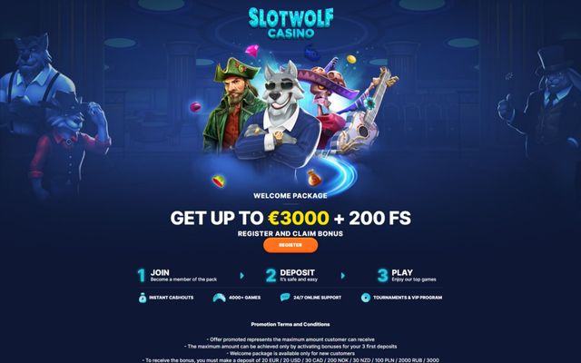 SlotWolf Casinohome screen