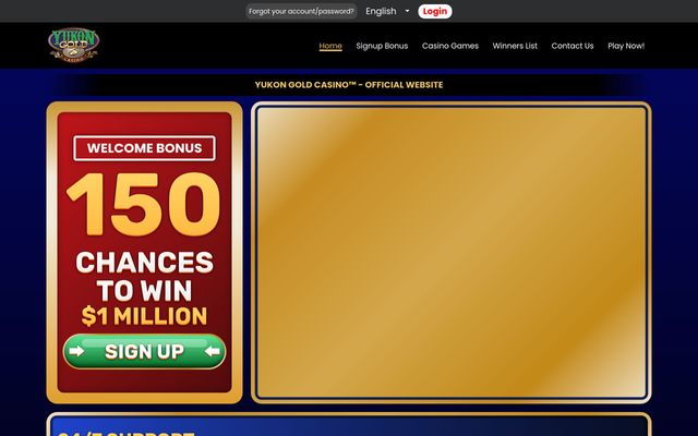 Screenshot der Yukon Gold Casino Homepage auf einem Smartphone