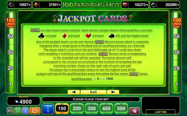 Jackpot Cards Progressive Rules