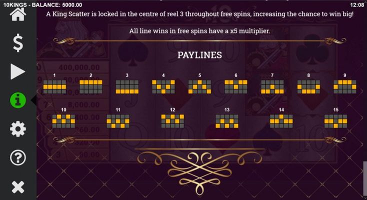 Paylines 1-15