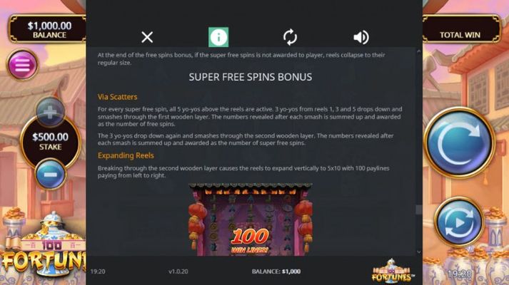 100 Fortunes :: Free Spins Rules