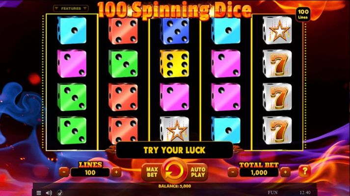 Play slots at Casino Alpha: Casino Alpha featuring the Video Slots 100 Spinning Dice with a maximum payout of $2,000,000