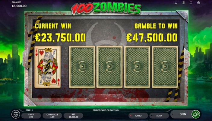 100 Zombies :: Red or Black Gamble Feature