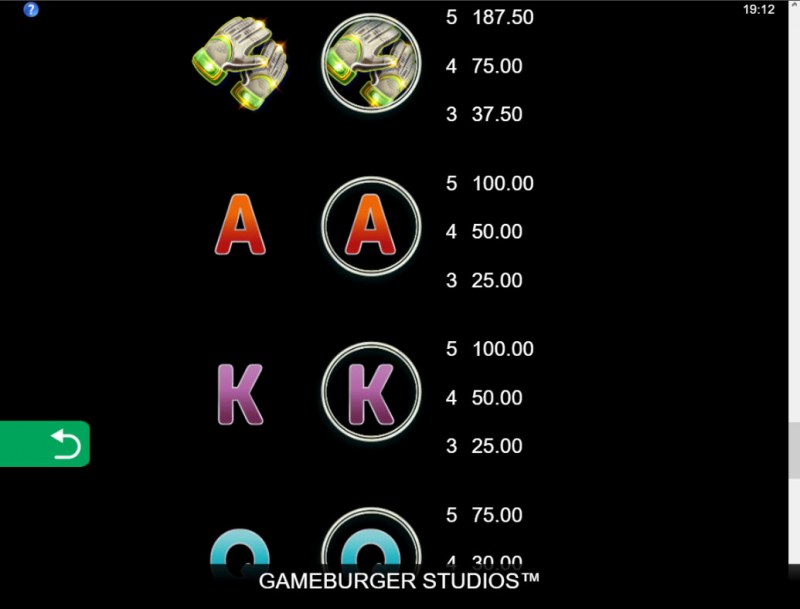 Paytable - Low Value Symbols