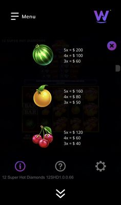 Low Value Symbols Paytable