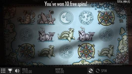 Three Bonus Symbols triggers 10 free spins.