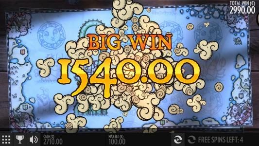 A $1,540 Big Win triggered during the Free Spins Feature