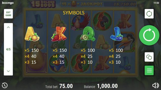 Low value game symbols paytable