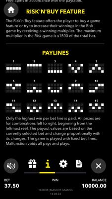 Paylines 1-15