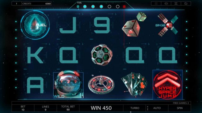 Free Spins Game Board - The free spins feature will continue until all of the fuel has been depleted. Landing a Hyper Space Jump symbol on reel 5 will reduce your fuel level by 1. Landing a Fuel symbol on reel 1 will increase your fuel level by 1.