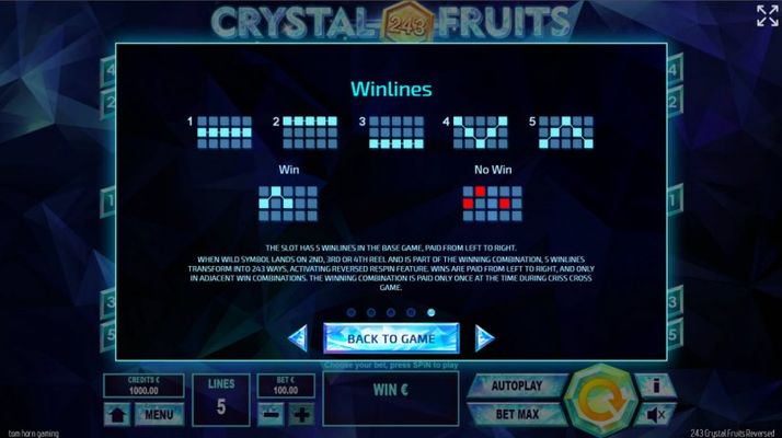 243 Crystal Fruits Reversed :: Paylines 1-5