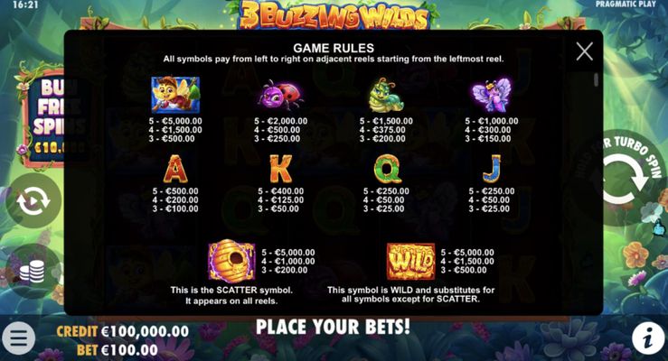 Paytable