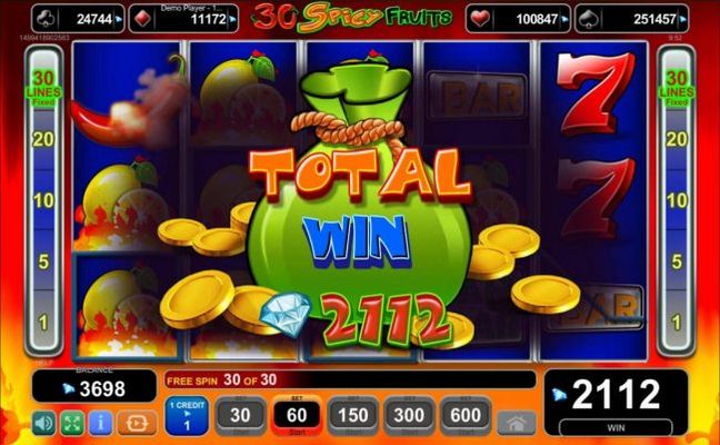 Total Free Spins Payout 2112 credits