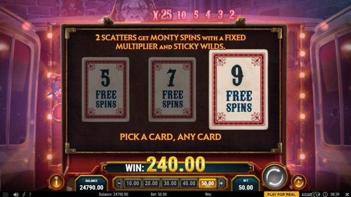 9 free spins awarded