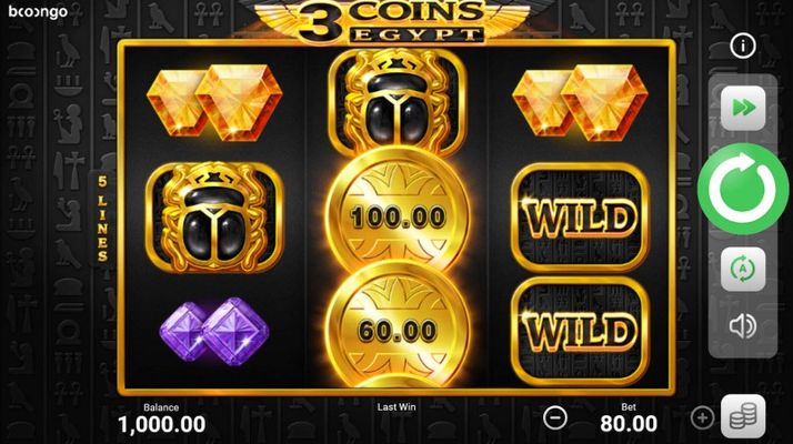 3 Coins Egypt Hold and Win :: Base Game Screen