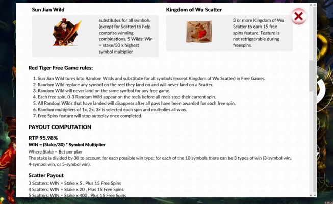 3 Kingdom Wu :: Wild and Scatter Rules