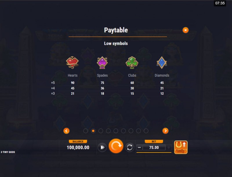 Paytable - Low Value Symbols