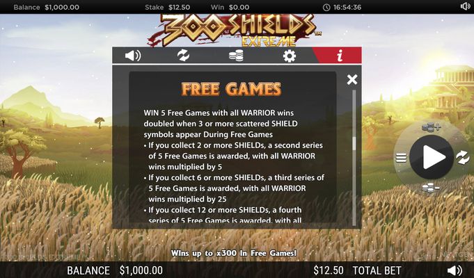 300 Shields Extreme :: Free Games Bonus Rules