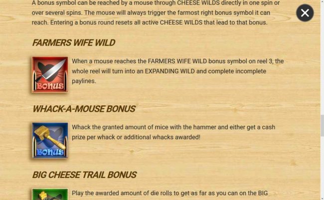 Farmers Wife Wild and Whack-A-Mouse Bonus Rules
