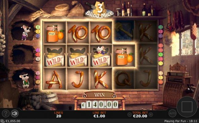 A 140.00 jackpot triggered by multiple winning symbol combinations.