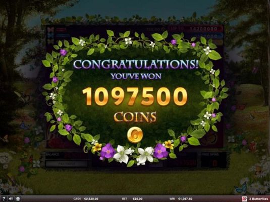 Total free spins payout 1097500 coins