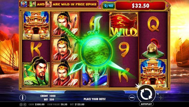 Everytime all three warriors land on the reels together, you will earn 1 point. Collect 40 points to trigger the progressive jackpot.