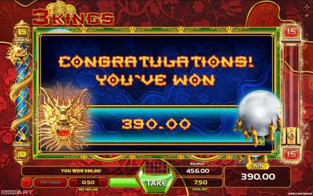 Total Free Spins Payout 390 coins