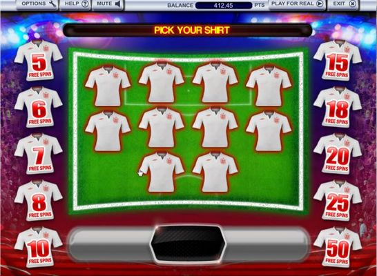 Select a jersey to reveal free spins