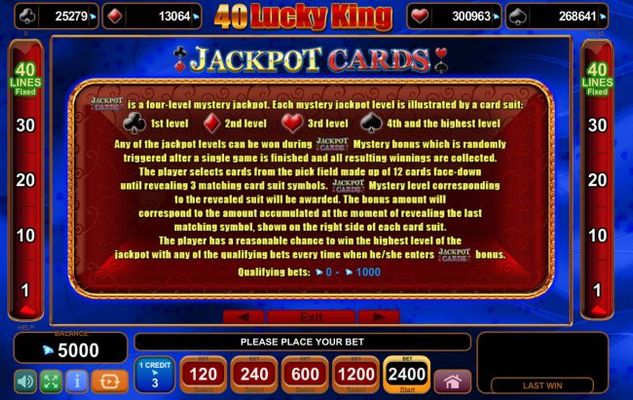 Jackpot Cards Progressive Rules