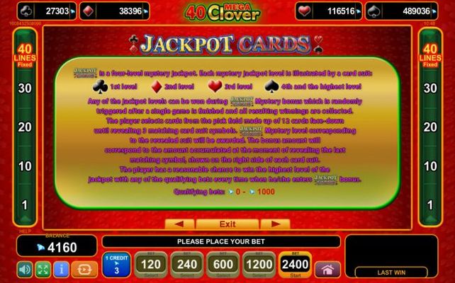 Jackpot Cards Progressive Rules