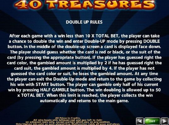 Double Up Gamble Feature Rules