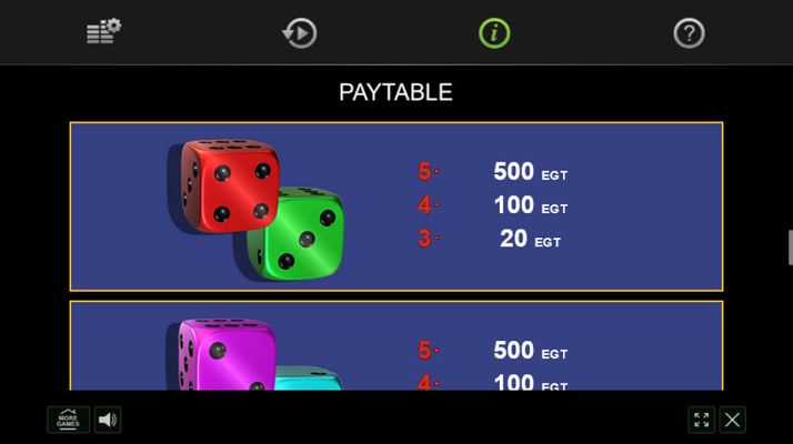 Low Value Symbols Paytable