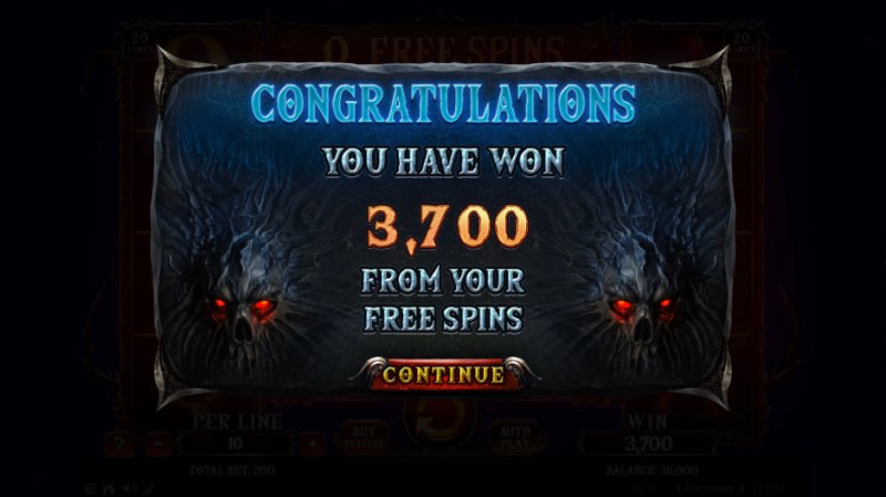 Total free spins payout