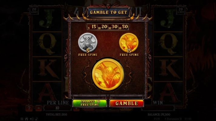 4 Horsemen II :: Gamble Feature Game Board