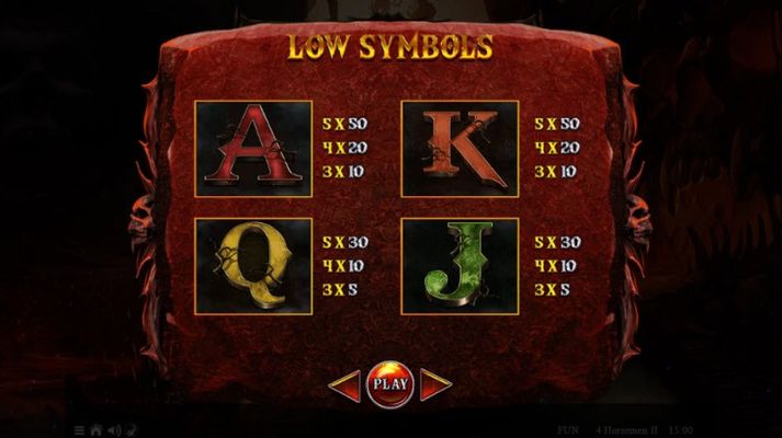 Paytable - Low Value Symbols