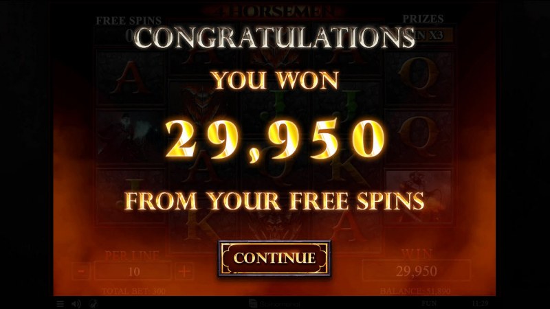 Total free spins payout