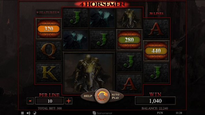 4 Horsemen :: Scatter symbols triggers bonus feature
