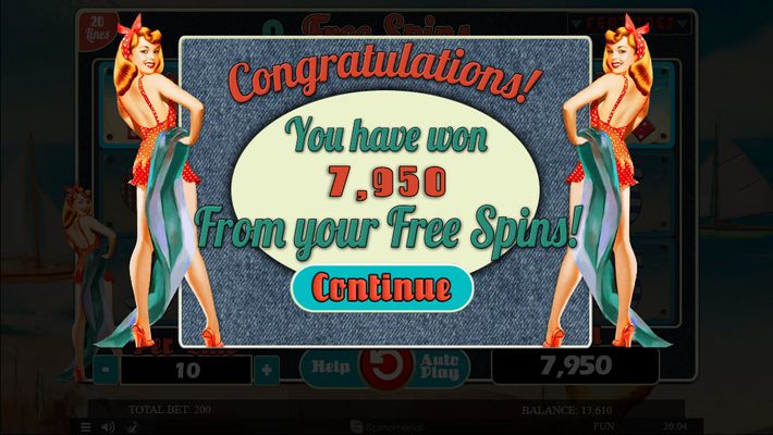 4 Lucky Pin-Ups :: Total free spins payout