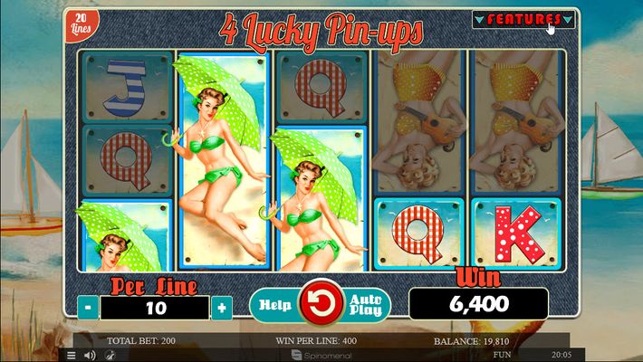 4 Lucky Pin-Ups :: Multiple winning combinations leads to a big win