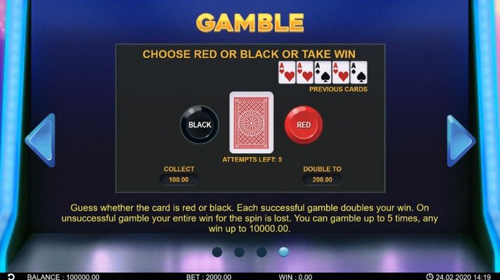 40 Fruity Reels :: Gamble Feature Rules