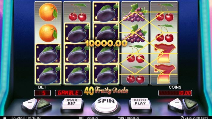 40 Fruity Reels :: Multiple winning combinations leads to a big win