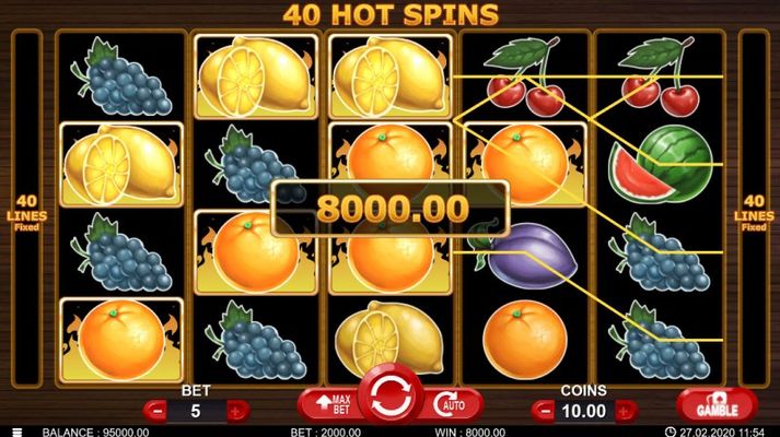 40 Hot Spins :: Multiple winning paylines