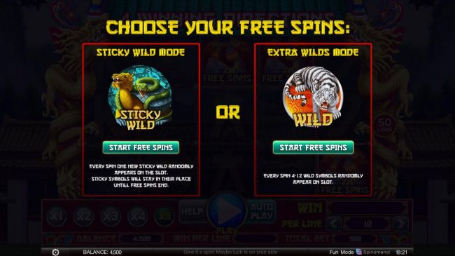 Choose your free spins