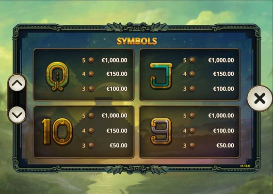 Paytable - Low Value Symbols