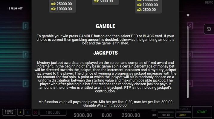 5 Fluo Hot :: Jackpot Rules